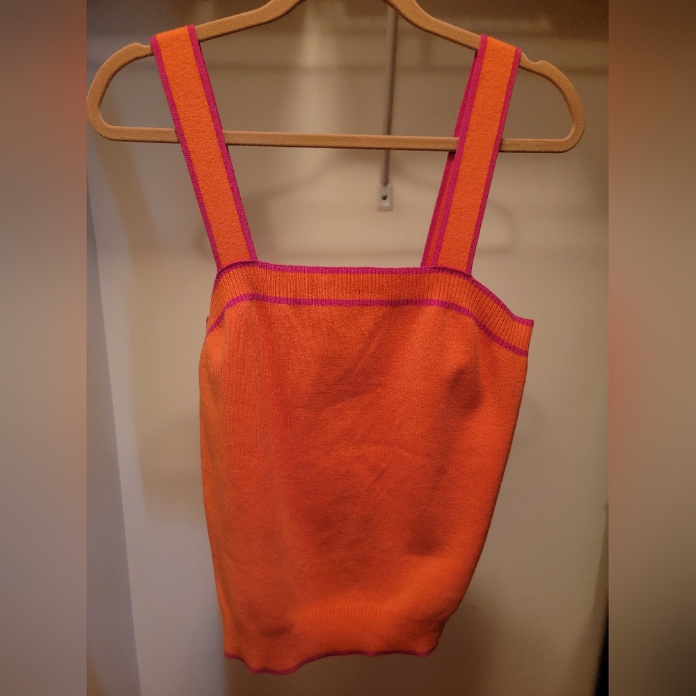 Grace & Lace Tangerine Border Stripe Knit Tank - Size Large